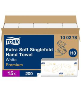 Papierové utierky extra jemné ZZ/C 2-vrstv. TORK Singlefold biele H3 (15bal.) 
