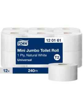 Toaletný papier 1-vrstv. TORK Mini Jumbo 19 cm, návin 240 m, prírodný biely, T2 (12 ks) 