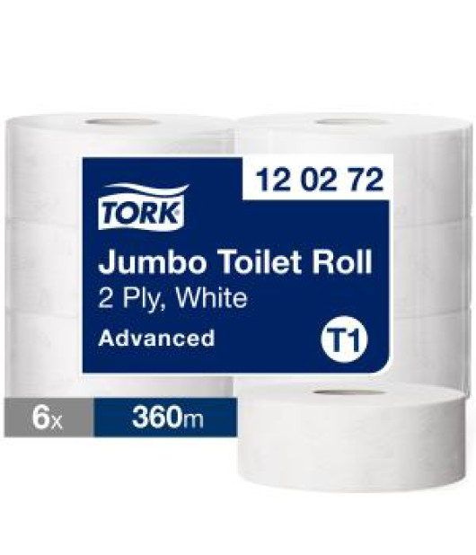 Toaletný papier 2-vrstv. TORK Jumbo 26 cm, návin 360 m, biely T1 (6 ks) 