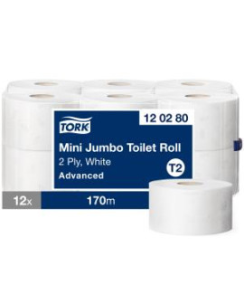 Toaletný papier 2-vrstv. TORK Mini Jumbo 19 cm, návin 170 m, recykl, biely T2 (12 ks) 