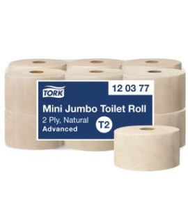Toaletný papier 2-vrstvový TORK Advanced mini Jumbo natural T2, 12 ks 