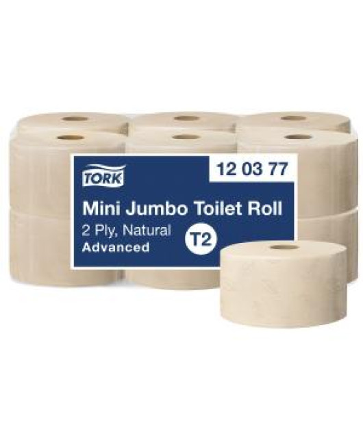 Toaletný papier 2-vrstvový TORK Advanced mini Jumbo natural T2, 12 ks 