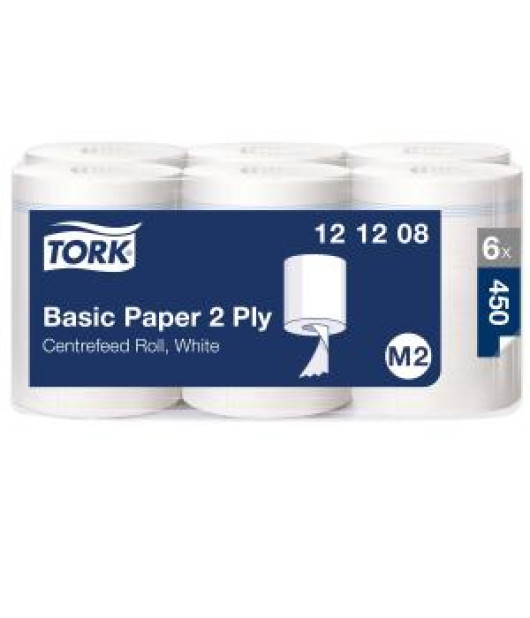 Papierové utierky v rolke so stred. odvíjaním 2-vrstv. TORK M2, návin 121,5 m (6 ks) 
