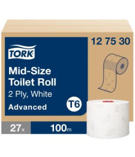 Toaletný papier 2-vrstv. TORK Mid-size biely, návin 100m T6 (27 ks) 