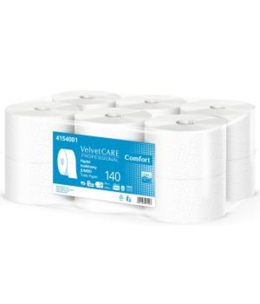 Toaletný papier 2-vrstvový VELVET CARE Mini Jumbo 100% celulóza 19 cm, návin 140m (12ks) 