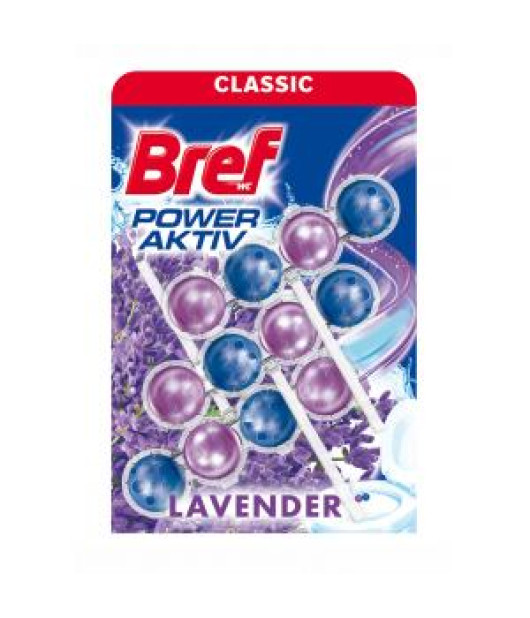 Bref Power Aktiv WC závesný blok tuhý 3 x 50 g Levanduľa 