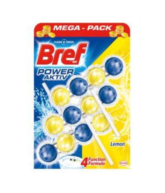 Bref Power Aktiv WC závesný blok tuhý 3 x 50 g Citrón 