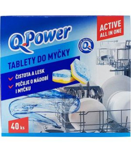 Q-Power tablety do umývačky riadu Active All in One 40 kusov 