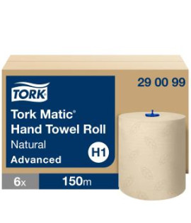 Papierové utierky v rolke 2-vrstv. TORK Matic natural 150m/600 útržkov H1 6ks 