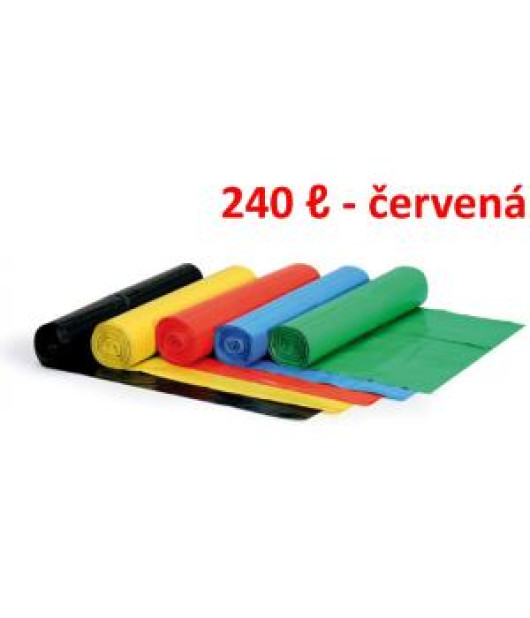Vrece 240 ℓ 80 mic. 100 x 125 cm, HDPE červené (1ks) 
