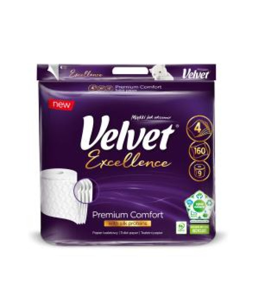 Toaletný papier 4-vrstvový VELVET 100% celulóza 20m (9ks) 