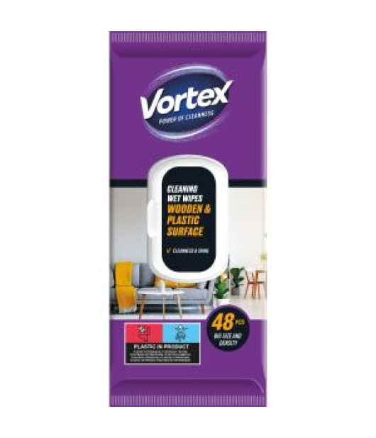 Vlhčené utierky VORTEX na drevené povrchy, 48 ks 