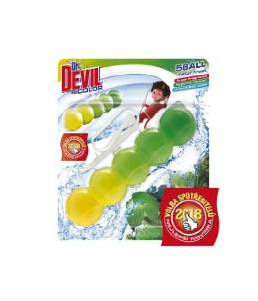 Dr.DEVIL BiCOLOR WC závesný blok tuhý 5Ball 1x35g Natur fresh 