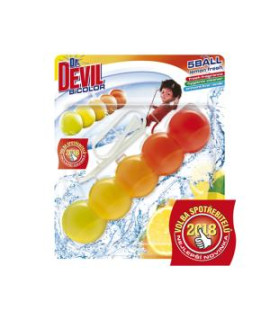Dr.DEVIL BiCOLOR WC závesný blok tuhý 5Ball 1x35g Lemon fresh 