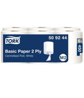 Papierové utierky v rolke so stred. odvíjaním 2-vrstv. TORK Basic biele M2 (6ks) 