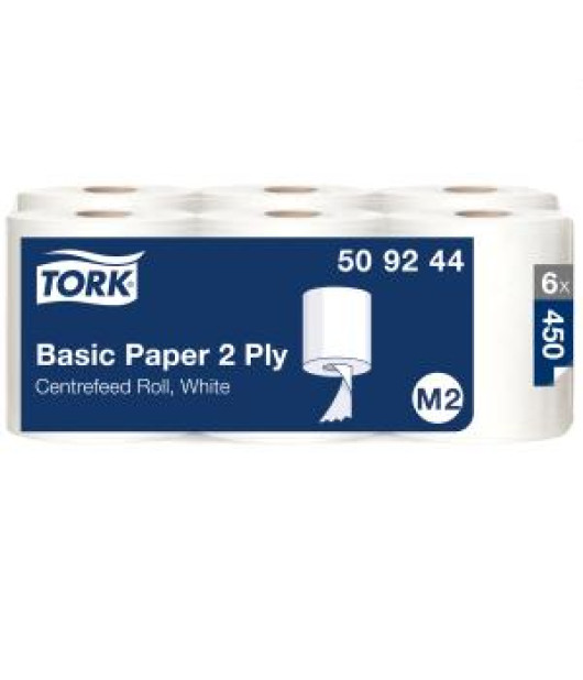 Papierové utierky v rolke so stred. odvíjaním 2-vrstv. TORK Basic biele M2 (6ks) 