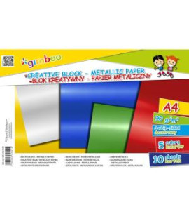 Kreatívny farebný blok GIMBOO A4, obojstranný, 5 metalických farieb, 10 listov, 90 GSM 