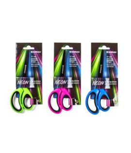Nožnice s mäkkým úchopom DONAU NEON 17 cm, mix farieb, displej 6 ks 