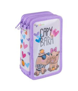 Peračník GIMBOO 3-zipsový plný, Capybara, fialový 