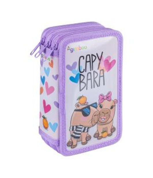Peračník GIMBOO 3-zipsový plný, Capybara, fialový 