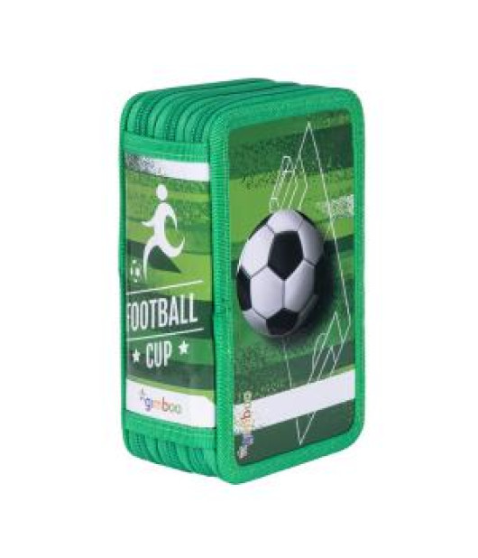Peračník GIMBOO 3-zipsový plný, Futbal, zelený 