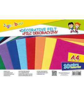 Dekoračná plsť GIMBOO, A4, vo fólii, 160 GSM, mix farieb 