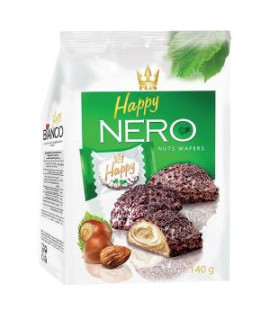 Oblátky HAPPY NERO s mliečno - orieškovou náplňou 140 g 