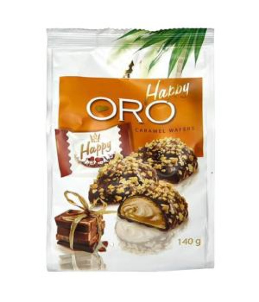 Oblátky HAPPY Oro s karamelovou náplňou 140 g 