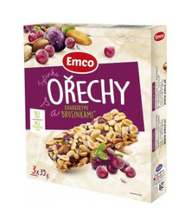 Tyčinka Emco s orechami a kanad. brusnicami 3 x 35 g 
