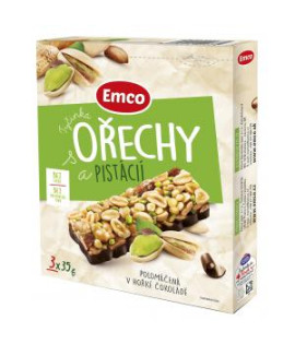 Tyčinka Emco s orechami a pistáciou 3 x 35 g 