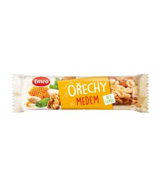 Tyčinka Emco bez lepku 35 g Orechy a med 