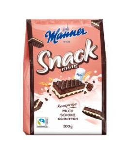 Oblátky Manner Snack Minis čokoládové 300 g 