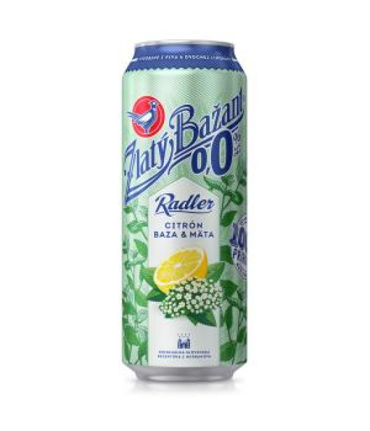 Pivo Zlatý Bažant 0% nealko radler 6 x 0,5 ℓ Citrón Baza Mäta plechovka 