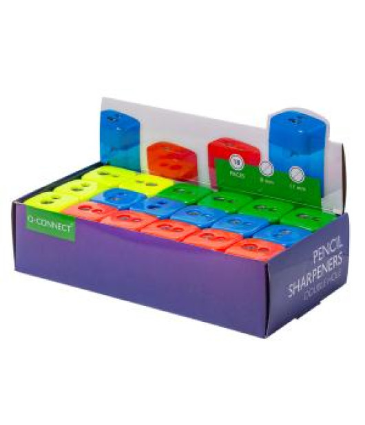 Strúhadlo Q-CONNECT plastové s 2 otvormi, mix farieb 