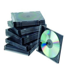 Obal Slim na CD/DVD Q-CONNECT z plastu čierny/priehľadný, 25ks 