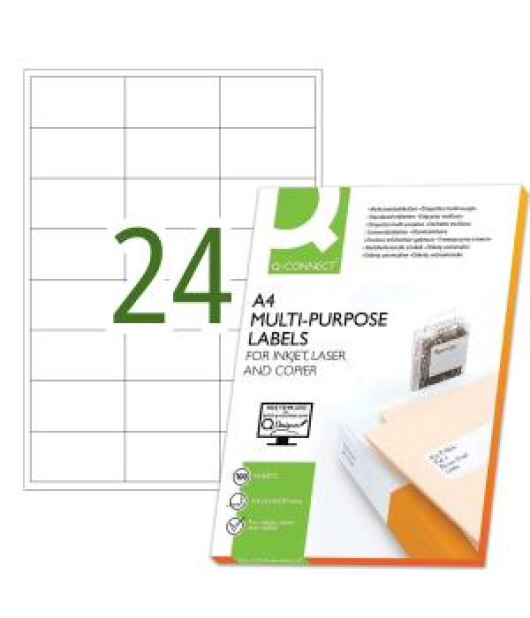 Etikety univerzálne 66x33,9mm Q- CONNECT A4 100 hárkov 