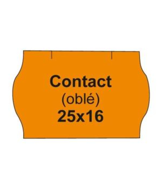 Etikety CONTACT 25x16 mm, oranžové oblé 