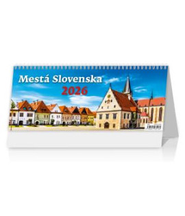 Stolový kalendár riadkový 32,1x13,4 cm - Mestá Slovenska 2026 