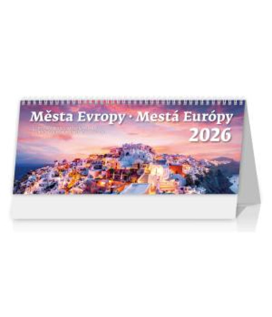 Stolový kalendár stĺpcový 30,1x15 cm- Mestá Európy 2026 