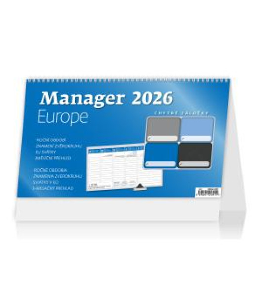 Stolový kalendár stĺpcový 30,1x18 cm - Manager Europe 2026 