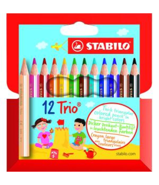 Farbičky STABILO Trio hrubé a krátke, v kartónovom obale, 12 ks 