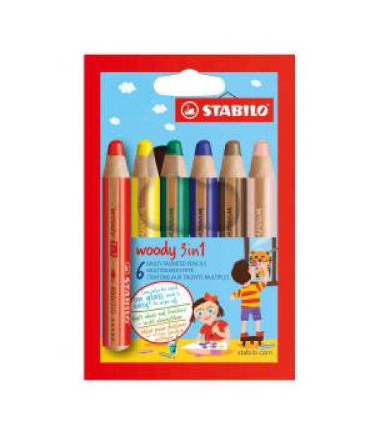 Farbičky STABILO woody 3 in1 6ks 