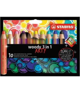 Farbičky STABILO woody 3 in1 10ks so strúhadlom ’ARTY’ 