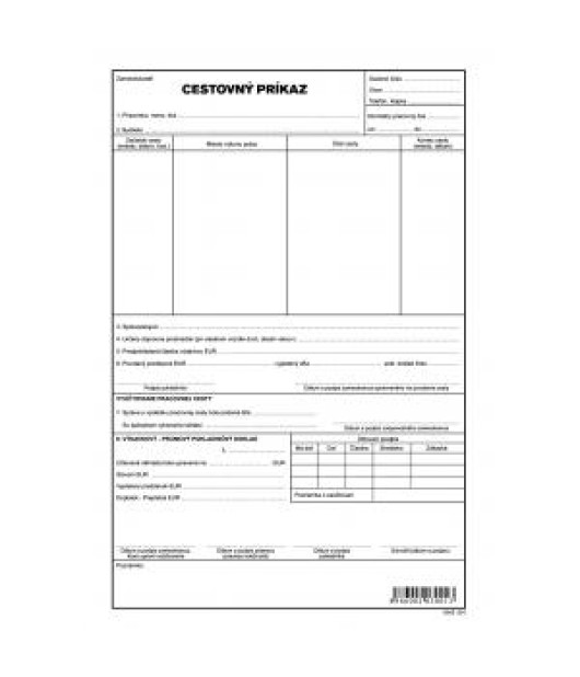 Cestovný príkaz, A4, 1000 listov 