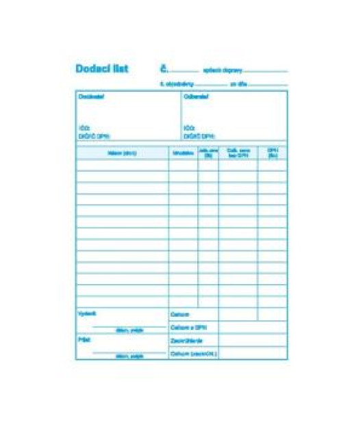 Dodací list s DPH, samoprepis, A4, 100 listov 
