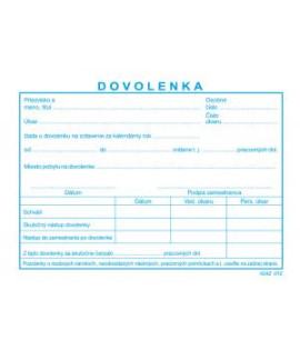 Tlačivo Dovolenka A6, 100 listov 