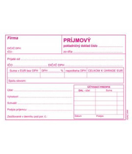 Príjmový pokladničný doklad s DPH, samoprepis, A6,100 listov 