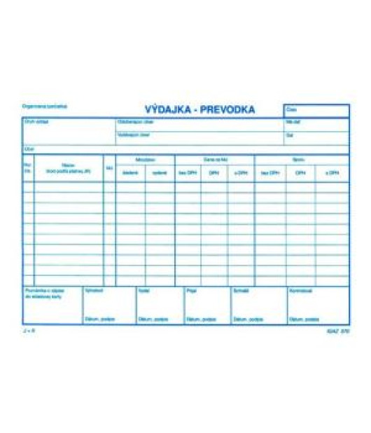 Výdajka - prevodka s DPH, A5, 100 listov 