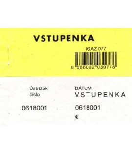 Vstupenka číslovaná 2-dielna, 100 listov 