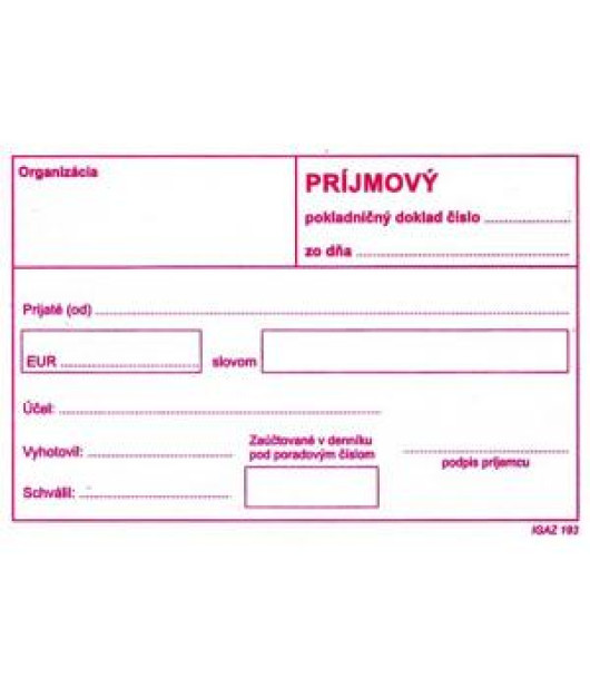 Príjmový pokladničný doklad bez DPH, A6, 100 listov 
